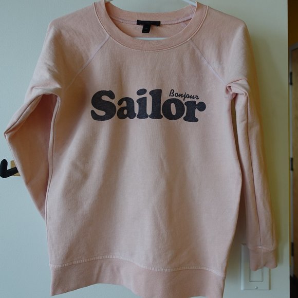 J.Crew J.Crew Peach Bonjour Sailor Sweatshirt top J1658 XXS XS OO - Picture 9 of 13